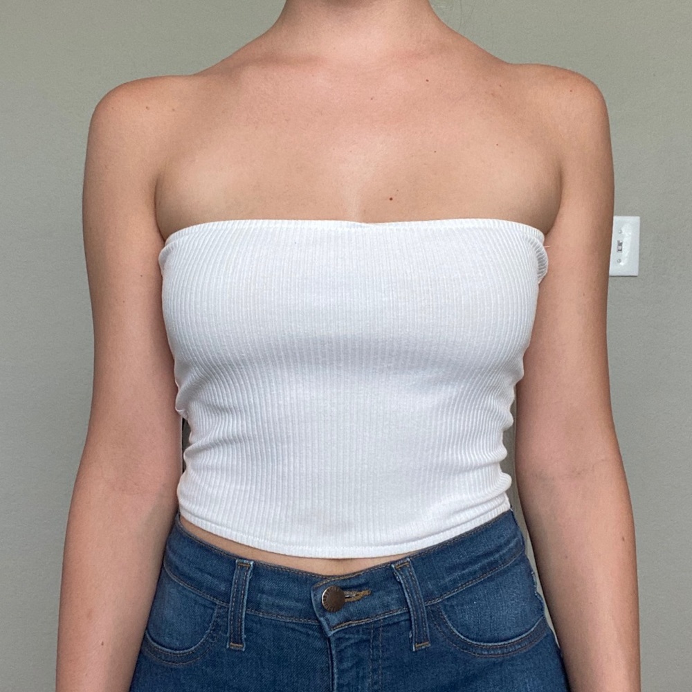 ribbed white tube top